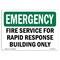 Signmission OSHA, Fire Service For Rapid Response Building Only, 10in X 7in Rigid Plastic, OS-EM-P-710-L-10364 OS-EM-P-710-L-10364 - alternate 1